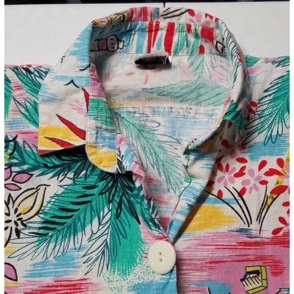 Randi of California Short Sleeve Button Up Hawaiian Shirt Blouse Women's Large - Picture 5 of 9
